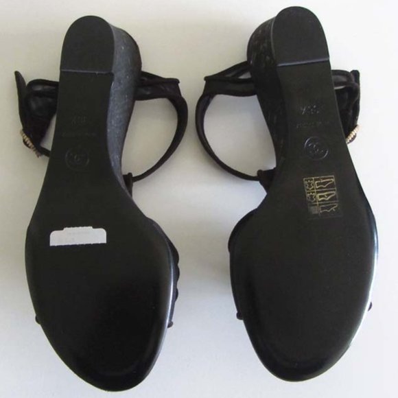 💃CHANEL Camellia sandals, wedge heel size 37 - Picture 5 of 7